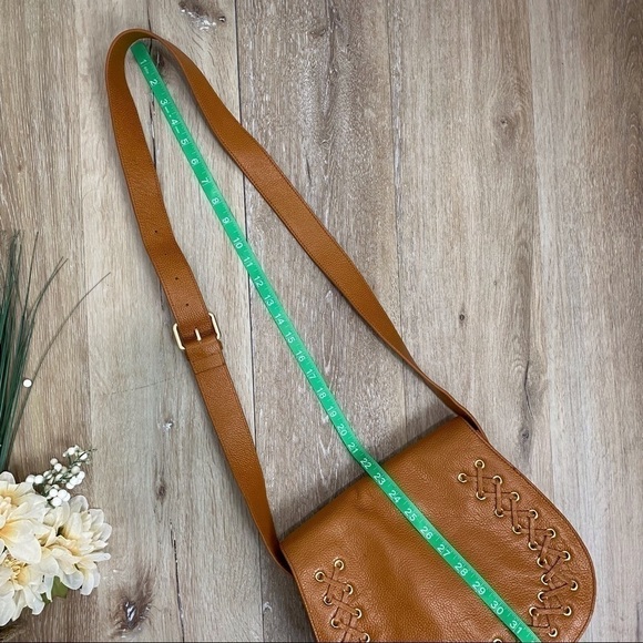 Violetta Saddle Crossbody Mustard Yellow Pebbled Leather Bag - Picture 7 of 16